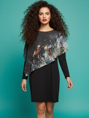 Le Galeriste Abstract Art Print Layered Dress Size XS